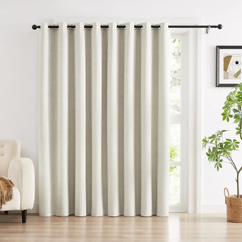 Anpark Natural 100% Blackout Linen Curtains for Bedroom Black Out Curtains 84 Inch Long 1 Panel Extra Wide Farmhouse Window Curtain for Living Room,Grommet Room Darkening Drapes,100" W x 84" L - color: Natural, size: 100"W x 84"L (Pack of 1)