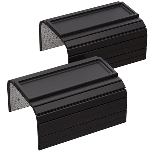 2 Pack Bamboo Folding Sofa Arm Tray with Anti-Slip Pad (Black) | Couch Armrest Tray,Foldable, Space-Saving Storage, No Assembly, universal arm fit,Gift box - color: Black