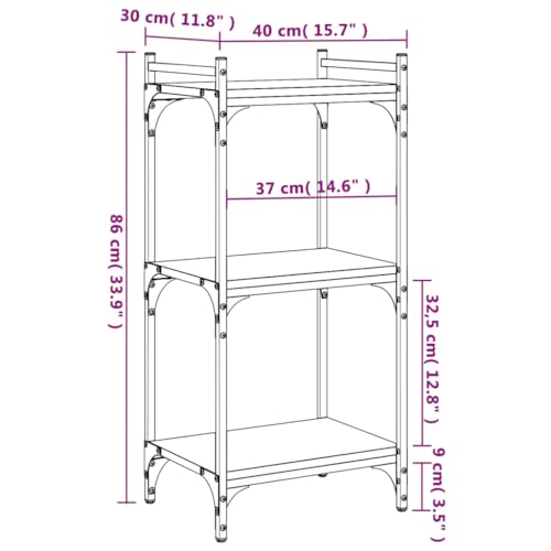 Black Engineered Wood Bookcase with Adjustable Feet Medium Size Standing Shelves for Living Room Storage Modern Durable Multi-Functional Shelf Organizer - color: Black/33.9", size: 15.7"