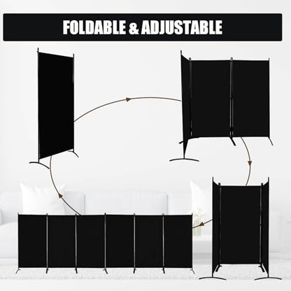 Room Divider-Folding Privacy Screens, 6 ft Partition Room Dividers Wall for Separation, Home, Office, Classroom, Studio (Black, 6 Panel) - color: Black, size: 6 Panel
