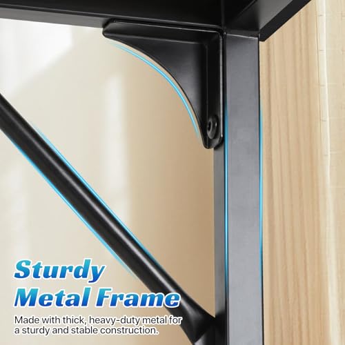 47 inch Computer Desk Gaming Desk Multi-Function Writing Table Student Art Modren Simple Style PC Wood and Metal Desk Workstation, Black - color: Black, size: 47 inch