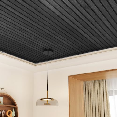 Livelynine Black Wood Slat Wallpaper Peel and Stick Black Faux Beadboard Wallpaper Renter Friendly Waterproof Wall Paper Modern Slate Contact Paper 15.8x78.8 3D Textured Wood Slat Wall Panel Roll - color: Black Wood Slats, size: 15.8" x 78.8"