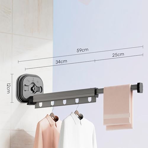 Clothes Drying Rack Wall Mounted, 3 Fold Laundry Drying Rack Collapsibles Retractable Space Saving Laundry Hanger Dryer Rack for Balcony No Drilling (1 Fold Grey)
