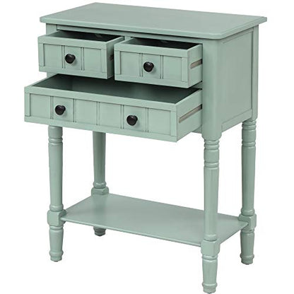 Knocbel Narrow Console Table with 3 Storage Drawers and Bottom Shelf, Entryway Hallway Foyer Slim Sofa Table for Small Spaces, Easy Assembly (Antique Blue) - color: Antique Blue