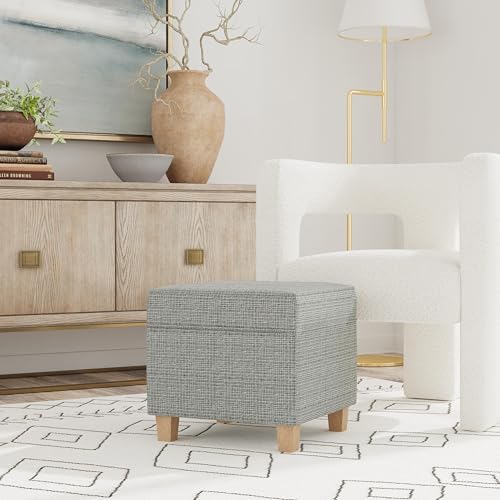 HomePop 18" Classic Square Storage Ottoman - Sage Mini Grid Pattern - color: Sage Mini Grid Pattern