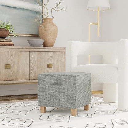 HomePop 18" Classic Square Storage Ottoman - Sage Mini Grid Pattern - color: Sage Mini Grid Pattern