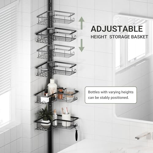 ViviDreamore Corner Shower Caddy Tension Pole, 4-Tier Organizer | Tall Shower Caddy with Corner Shelves, Rustproof Bathroom Shower Organizer for Inside Shower