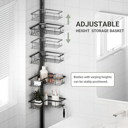 ViviDreamore Corner Shower Caddy Tension Pole, 4-Tier Organizer | Tall Shower Caddy with Corner Shelves, Rustproof Bathroom Shower Organizer for Inside Shower