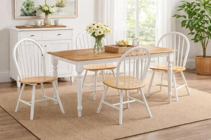 Boraam Farmhouse Table, White/Natural - color: Cream/Natural, size: 36 in. W x 60 in. D x 30 in. H