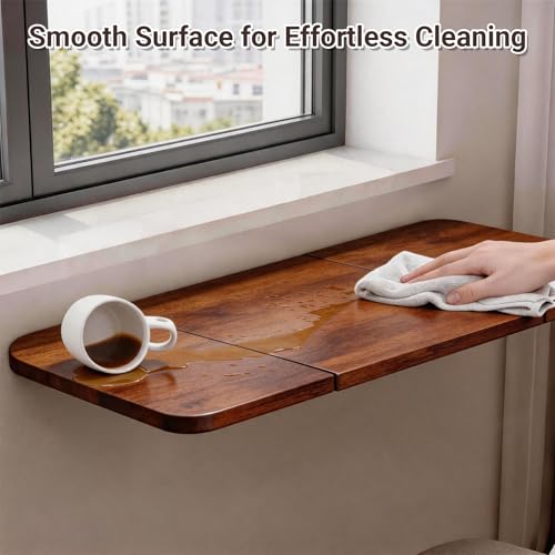 Neoaider Wall Mounted Folding Desk 35.4” x 15.7”, Brown | Drop Down Table with Metal Collapsible Brackets, Folding Wall Table for Small Spaces, Home, Office, Kitchen, Laundry Room - color: Brown, size: 35.4" x 15.7"
