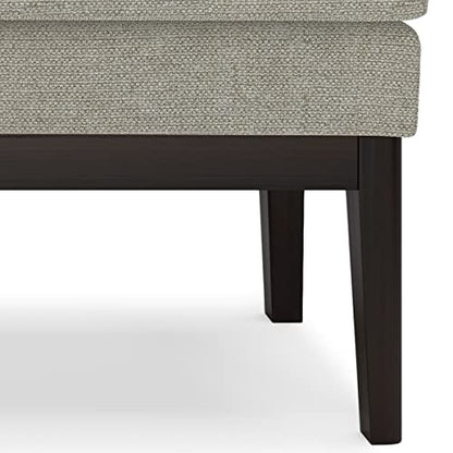 SIMPLIHOME Carlson Ottoman Bench - 45 inch Wide Upholstered Vegan Leather Rectangle Ottoman in Greige, Mid Century Modern Bench for Bedroom, Entryway or Living Room with Padded Seat - color: Greige, style: Ottoman Bench