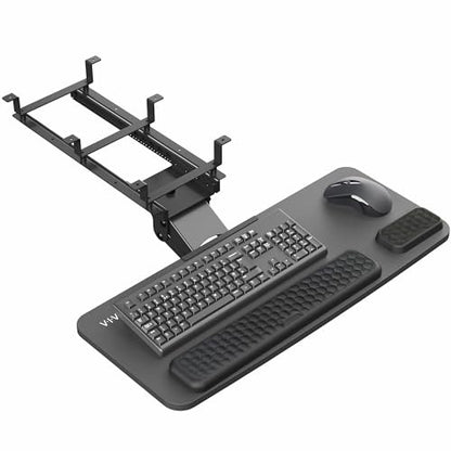 VIVO Premium Adjustable 27 x 11 inch Computer Keyboard and Mouse Platform Tray, Ergonomic Under Table Desk Mount Drawer with Padding, Black, MOUNT-KB27P-B - color: Black, size: 27 inch