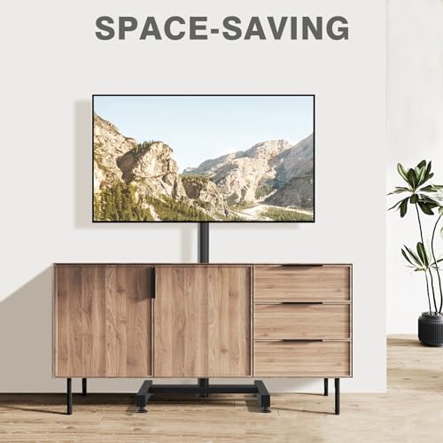 TV Floor Stand for 13-50 inch LCD LED Flat/Curved Panel Screen TVs up to 44 lbs, Height Adjustable TV Stand Mount with VESA 200x200, Portable TV Stand for Bedroom, Dorm Room, Office | Tilting and Rotating Mount, Portrait to Landscape, Height Adjustable Po