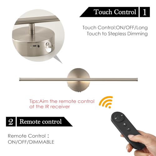 KARTOOSH Battery Operated Wall Sconces Set of Two Wireless Wall Lights | Rechargeable Wall Sconce with Remote 350°Rotate Dimmable 3000K LED Wall Lamp for Living Room, Bedroom - color: Nickel, size: 20.4 Inches