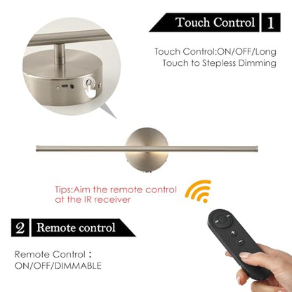KARTOOSH Battery Operated Wall Sconces Set of Two Wireless Wall Lights | Rechargeable Wall Sconce with Remote 350°Rotate Dimmable 3000K LED Wall Lamp for Living Room, Bedroom - color: Nickel, size: 20.4 Inches