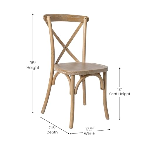 Merrick Lane Bardstown X-Back Bistro Style Wooden Dining Chair for Kitchens and Dining Rooms, High-Back Wood Stackable Kitchen Chair, Natural with White Grain - color: Natural White Grain