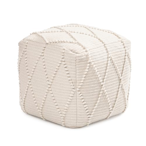 Anji Mountain Pouf Ottoman Foot Rest, Handmade Ottoman Pouf, Comfortable Foot Stool, Decorative Floor Seating for Living Room Decor, Bedroom & Home Décor Accent - Ivory - color: Ivory