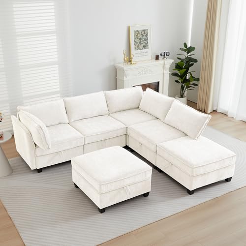 L Shaped Couch with Storage, Modular Sectional L Sleeper Sofa Cama Moderno Sets for Home Living Room, Lounge Sofa Couch Sectional Convertible for Bedroom, Office - color: Beige, size: L Shaped-3+2