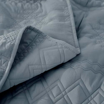 WDCOZY Boho Blue Grey Twin Quilt Size Bedding Sets with 1 Pillow Sham, Farmhouse Lightweight Soft Bedspread Coverlet for All Season, 2 Pieces, 68x90 inches - color: Boho-blue Grey, size: Twin