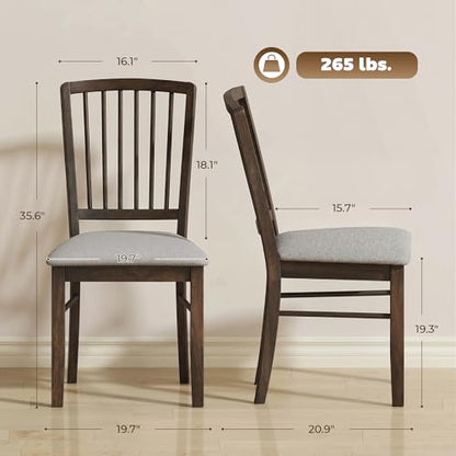 HOMCOM Farmhouse Dining Chairs Set of 2, Upholstered Linen, Burn Brown | Kitchen Chairs, Dining Room Chairs, Solid Rubberwood Legs - color: Burn Brown