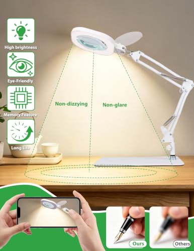 3-in-1 LED Magnifying Light Real Glass Lens Adjustable Light for Beauty & Precision Work - size: 3 in 1 Lighted Magnifiers(White)Pro