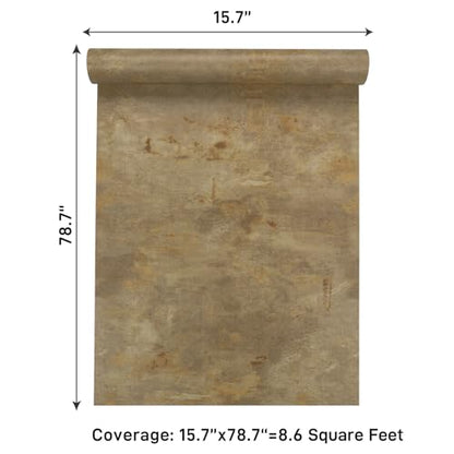 15.7" x 78.7" Distressed Tan Brown Concrete Wallpaper Peel and Stick Lime Wash Concrete Contact Paper for Countertops Waterproof Removable Self Adhesive Cement Vinyl Wallpaper for Bedroom - size: 15.7" x 78.7"