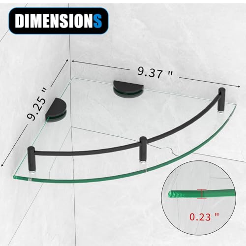 Glass Corner Shelf for Bathroom Corner Shelf, 3 Pack Tempered Glass Shelf with Electroplating Black Metal Rails，Suitable for Bathroom - color: Electroplating Black