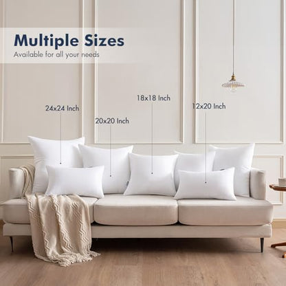 MIULEE 14x14 Throw Pillows Inserts 2 Pack, Decorative Pillows for Couch Bed | 100% Virgin Filling, Full and Fluffy, Lumbar, Back and Neck Support - size: 14x14 Inch