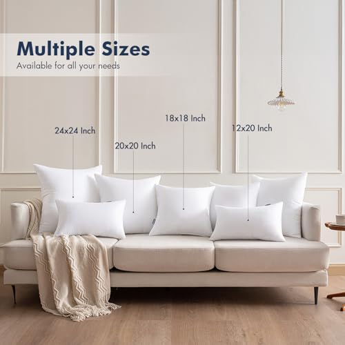 MIULEE 12x24 Throw Pillows Inserts 2 Pack, Decorative Pillows for Couch Bed | 100% Virgin Filling, Full and Fluffy, Lumbar, Back and Neck Support - size: 12x24 Inch