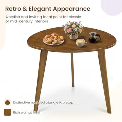 Giantex 35.5" Dining Table for 2-3, Farmhouse Wooden Kitchen Table with Solid Rubber Wood Legs, Space-Saving Dinner Table for Dinette, Living Room, Dorm, Home Office, Walnut