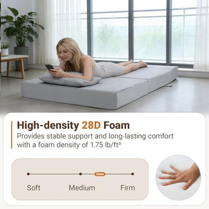 Folding Sofa Bed, Boneless Foldable Chair, Convertible Futon Sleeper Couch | Twin Lazy Floor Lounger Sofa Couch for Small Spaces, Dorm, Guest Room, Living Room, Apartment, Grey - size: Twin