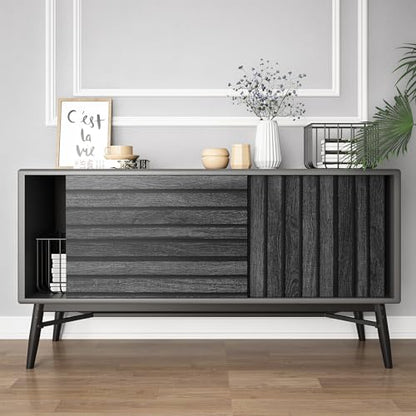 VEELIKE Charcoal Black Wood Slat Peel and Stick Wallpaper 24''x118'' Modern Wood Panel Look Contact Paper Waterproof Self Adhesive Slat Vinyl Wall Covering for Living Room Bedroom Office Accent Walls - color: Charcoal Black, size: 24" x 118"