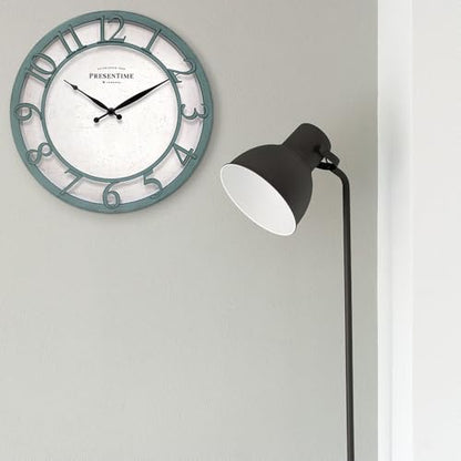 13" Farmhouse Series Wall Clock | Shiplap Style, Silent No Ticking, Coastal Clock, Raised 3D Arabic Numeral, Aged Teal Finish - color: Aged Teal Finish, size: 13 inch