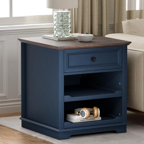 Lateral File Cabinet 3 Drawer File Cabinet with Charging Station, Printer Stand with Open Adjustable Storage Shelves, Lateral Filing Cabinet for Home Office, Blue - color: Blue