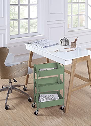 SunnyPoint 3-Tier Delicate Compact Rolling Metal Storage Organizer - Mobile Utility Cart Kitchen/Under Desk Cart with Caster Wheels - Turq (15.35" X 10.24" X 26.8"H) - color: Turq