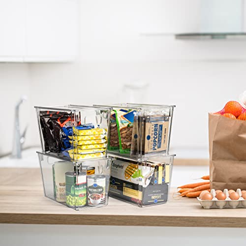 ClearSpace Plastic Storage Bins with Lids for Pantry & Fridge, 8 Pack | Modern plastic storage bins with lids for pantry and refrigerator organization, 9L capacity, transparent rectangular shape - size: 8 Pack