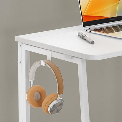 WOHOMO Folding Desk, 47.2" Foldable Computer Desk for Bedroom, Space Saving Computer Table Writing Workstation for Home Office, Easy Assembly, White | Easy Assembly and Fold, Sturdy Home office desks for Study Bedroom Dorm Space Saving Writing Work Apartm