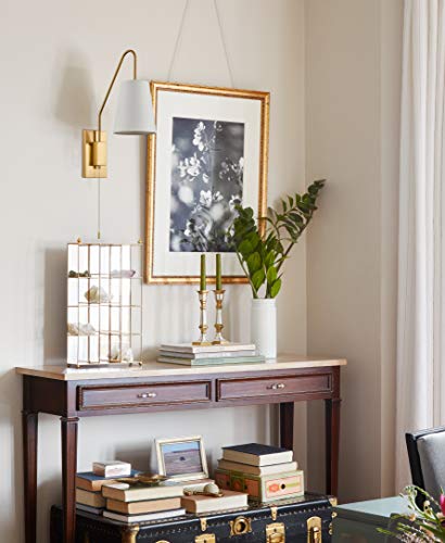 Modern Brass Set of 2 Plug-in Wall Sconces, Linen Fabric Shade | Pull Chain Switch, 2-in-1 Plug-in & Hardwired, Ideal for Bedroom, Hallway & Foyer