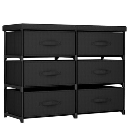 GcdPai Dresser with 6 Fabric Drawer Stand Desktop Sturdy Metal Plastic Support Tube Cube Storage Cabinet for Bedroom Organization Dorm Front Hall Entryway - size: 6 Drawers Standard Top