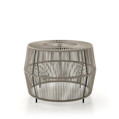 Furniture of America Ysar Boho Rattan Round Coffee Table Outdoor with Metal Frame, All-Weather and Rust Resistant, Handcrafted Coastal Furniture for Patio, Poolside, Garden, Yard, Gray - color: Grey/18.9 In.