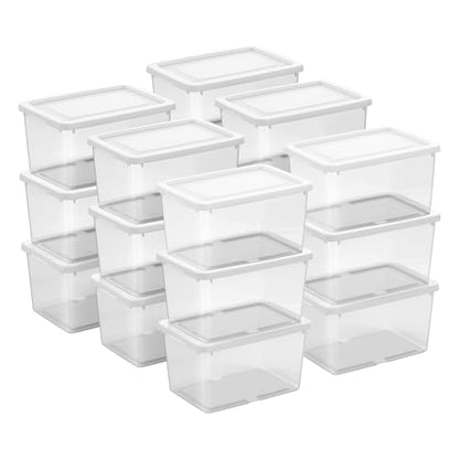 Sterilite Storage Box, Stackable Clear Plastic Bins, 20 Quart, 18-Pack | Heavy-Duty Organizing Containers with Snap-On Lids for Closet, Bathroom, and Office - size: 20 Qt, style: 18 Pack