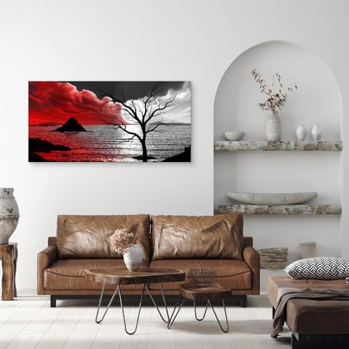 B0350 The Cloud Tree 1 Panels Modern Giclee Canvas Prints Artwork Abstract Seascape Paintings Reproduction Sea Beach Pictures Printed on Canvas Wall Art for Home Decorations Wall Decor - size: 40"L x 20"W