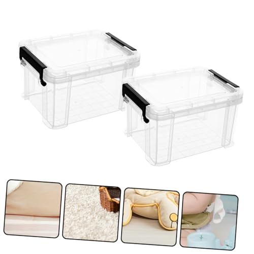 Alasum Mini Transparent Storage Boxes with Lids 4-Pack 3.26X2.55X1.96 Inch Clear Plastic Containers for Toy Storage Small Item Organization and Sundries
