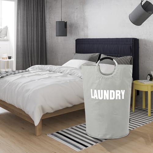 DOKEHOM 160L XX-Large Laundry Basket (7 Colors), Collapsible Laundry Bag, Foldable Laundry Hamper, Folding Washing Bin (Grey, XXL) | Freestanding tall washing bin & foldable laundry bag. Extra large clothes storage basket with durable sturdy handles - col