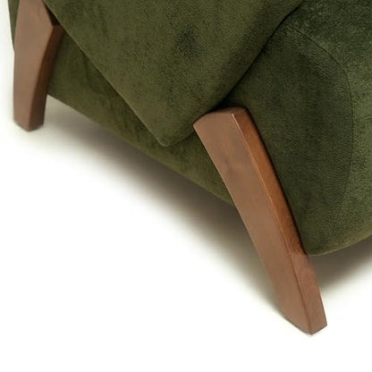 33" Velvet Fabric Modern Comfort Lazy Cloud Chair, Upholstered Deep Seat Single Sofa with Birch Legs, Fashion Lounge Chair with Slim Design for Living Room, Dark Green - color: Dark Green