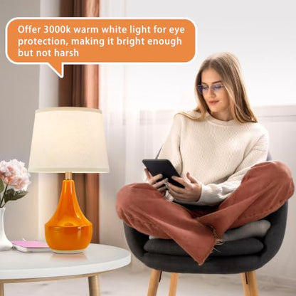 18" Table Lamp Set of 2, Ceramic Lamp Classic Beside Lamps Nightstand Lamp Modern Table Lamp for Living Room, Bedroom & Office Rocker Switch Orange-LED Bulbs Included - color: 18.63" Orange
