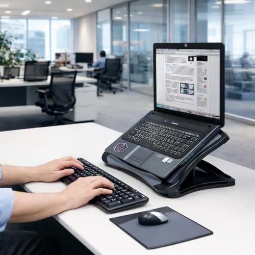MAX SMART Laptop Lap Pad Laptop Stand with Attached Mouse Pad, Cushion and USB Cooling Fan, Non-Slip Heat Shield Tablet Computer Stand for Sturdy Work Station for Home, Office, Bed Sofa, Couch and Car