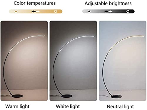 Minimalist Arc Floor Lamp with Remote Control - Dimmable LED Reading Light for Living Room, Bedroom, and Study(Gold) - size: Gold