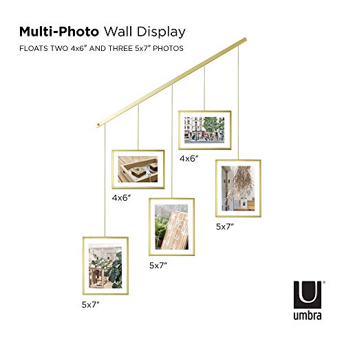 Umbra Exhibit Adjustable Photo Display – DIY Collage Set Mounts in Various Layouts Horizontally at Different Angles - Holds 5 Picture Frames for Photos, Prints, 4 by 6 inch and 5 (Pack of 3) - size: Pack of 3