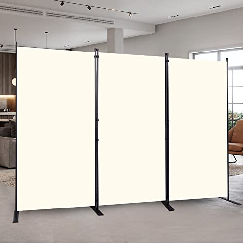 Room Divider 3 Panel-102''Wide,6FT Room Dividers and Folding Privacy Screen | Privacy Protection & No Gaps, Fabric Divider Panel for Room Partition,Freestanding Wall Divider Screen for Office Separation - color: Beige, size: 3 Panel-102''W